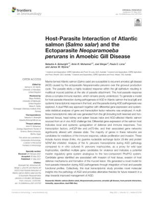 Host-Parasite Interaction of Atlantic Salmon (Salmo Salar) and the Ectoparasite Neoparamoeba Perurans in Amoebic Gill Disease