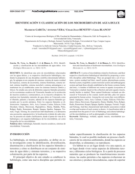 Identificación Y Clasificación De Los Microhábitats De Agua Dulce