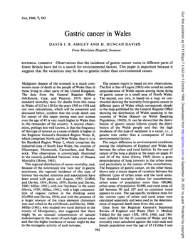 Gastric Cancer in Wales