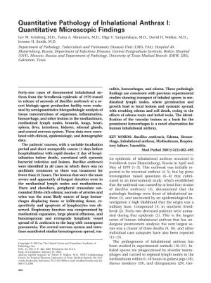 Quantitative Pathology of Inhalational Anthrax I: Quantitative Microscopic Findings Lev M