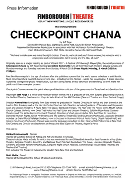 CHECKPOINT CHANA by Jeff Page Directed by Manuel Bau