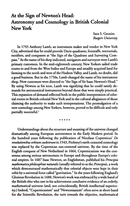 At the Sign of Newton's Head: Astronomy and Cosmology in British Colonial New York Sara S