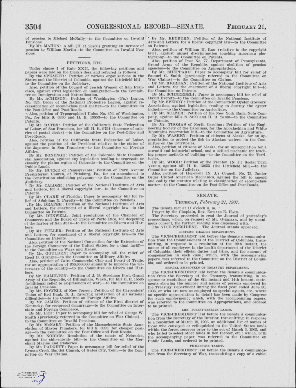 Congressional Record-Senate. February 21