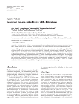 Cancers of the Appendix: Review of the Literatures