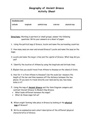 Geography of Ancient Greece Activity Sheet