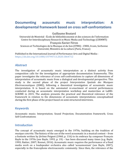 Documenting Acousmatic Music Interpretation: a Developmental Framework Based on Cross Self-Confrontations