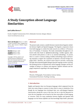 A Study Conception About Language Similarities