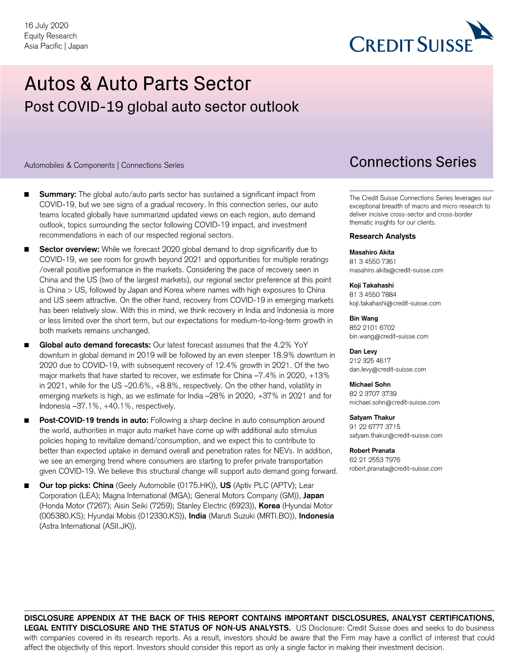 Autos & Auto Parts Sector