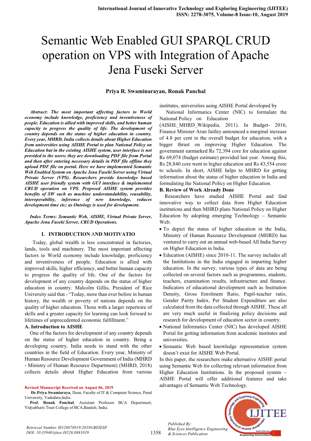Semantic Web Enabled GUI SPARQL CRUD Operation on VPS with Integration of Apache Jena Fuseki Server