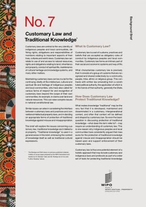 Customary Law and Traditional Knowledge