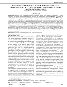 Pattern of Anatomical Variation of Mesenteric Veins Detected On