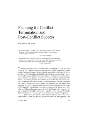 Planning for Conflict Termination and Post-Conflict Success