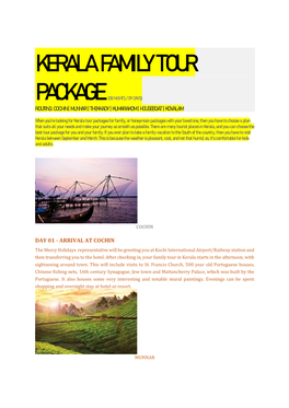 Kerala Family Tour Package (08 Nights / 09 Days)