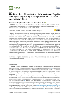 The Detection of Substitution Adulteration of Paprika with Spent Paprika by the Application of Molecular Spectroscopy Tools