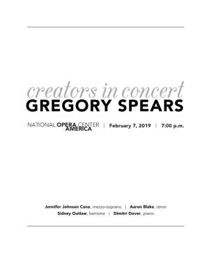 Creators in Concert: Gregory Spears Program