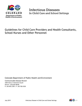 Infectious Diseases in Child Care and School Settings