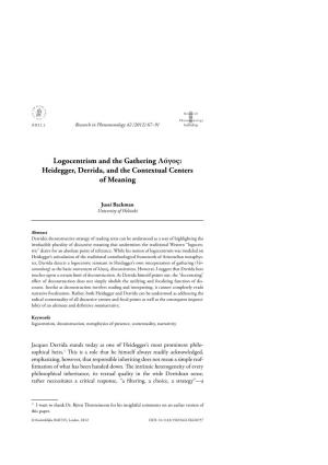 Heidegger, Derrida, and the Contextual Centers of Meaning