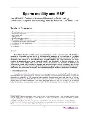 Sperm Motility and MSP* §