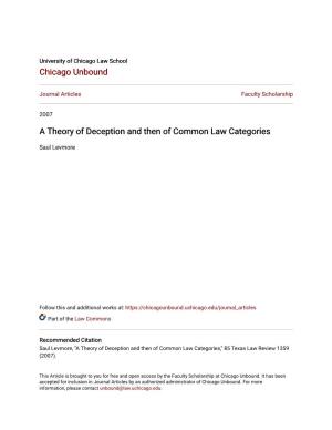 A Theory of Deception and Then of Common Law Categories