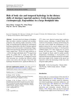 Role of Body Size and Temporal Hydrology in The