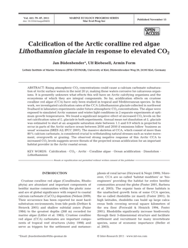 Calcification of the Arctic Coralline Red Algae Lithothamnion Glaciale in Response to Elevated CO2