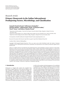 Primary Otomycosis in the Indian Subcontinent: Predisposing Factors, Microbiology, and Classification