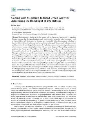 Coping with Migration-Induced Urban Growth: Addressing the Blind Spot of UN Habitat