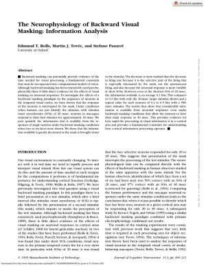 The Neurophysiology of Backward Visual Masking: Information Analysis