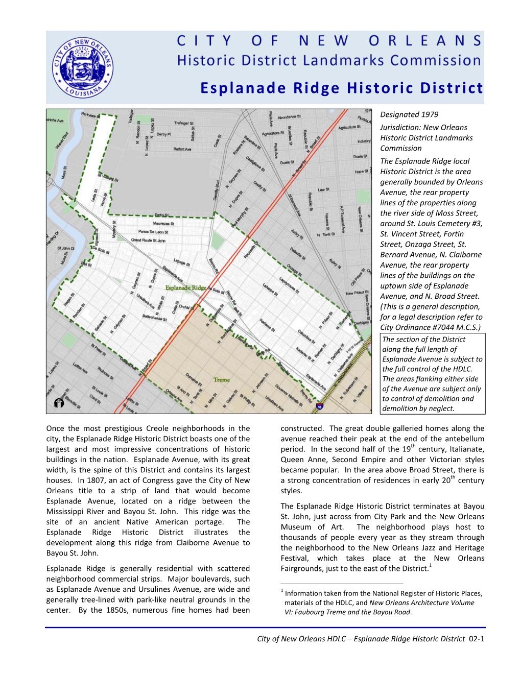 Esplanade Ridge Historic District