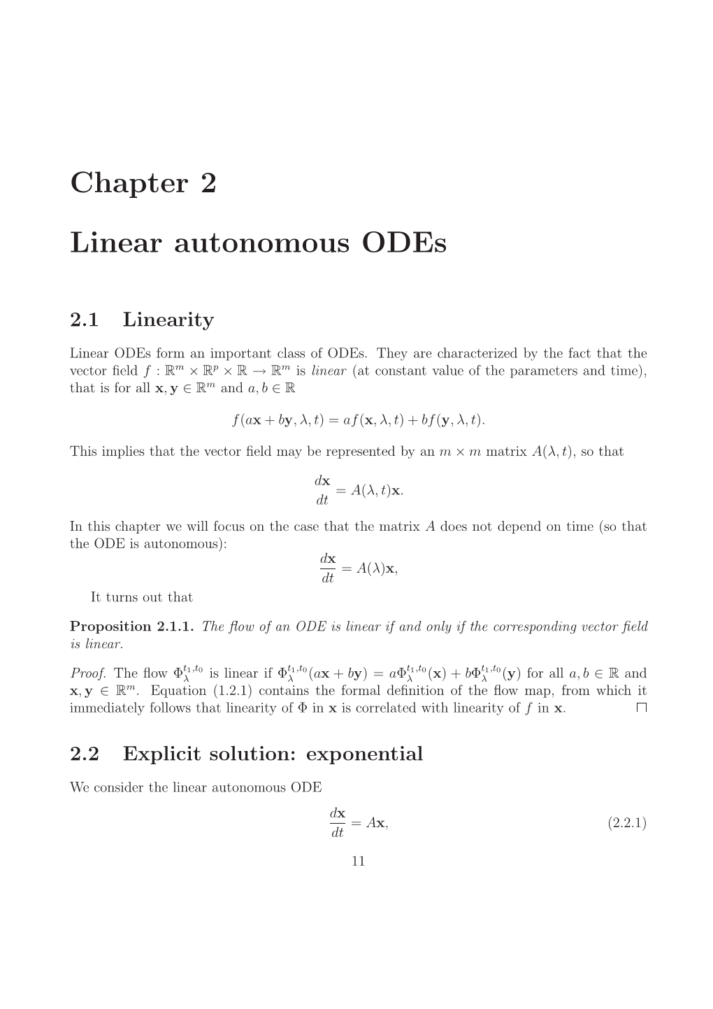 Chapter 2 Linear Autonomous Odes