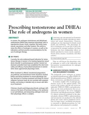Prescribing Testosterone and DHEA: the Role of Androgens in Women