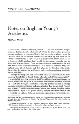 Notes on Brigham Young's Aesthetics