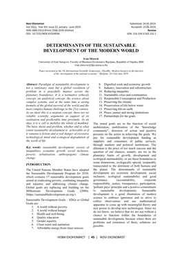 Determinants of the Sustainable Development of the Modern World