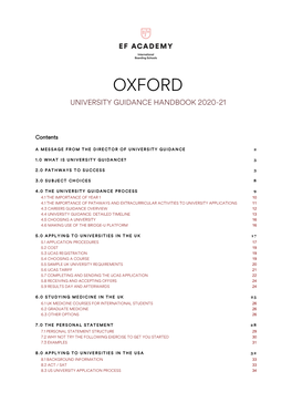 EF Academy Oxford University Guidance Handbook