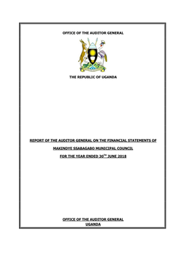 Office of the Auditor General the Republic of Uganda