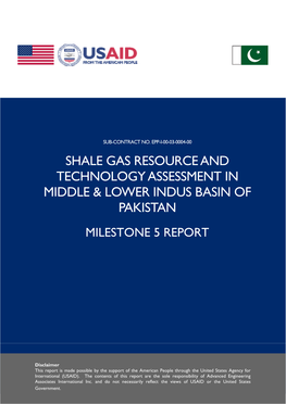 Shale Gas Resource and Technology Assessment in Middle & Lower Indus