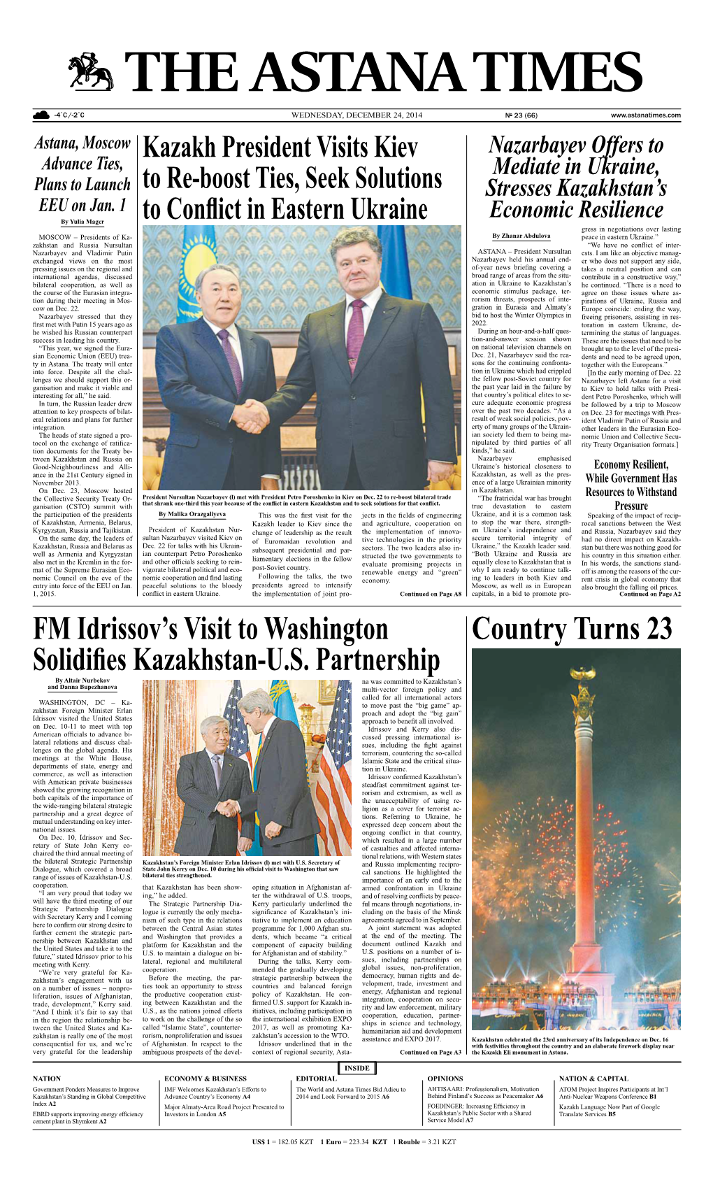 Fm Idrissov's Visit to Washington Solidifies Kazakhstan-U.S