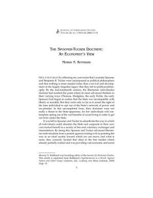 The Spooner-Tucker Doctrine: an Economist’S View — 7