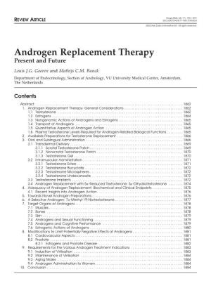 Androgen Replacement Therapy Present and Future