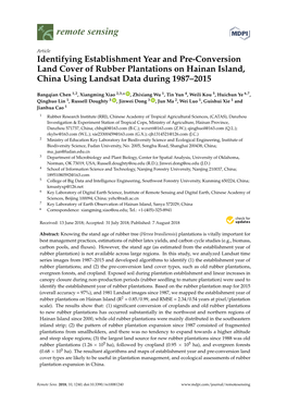 Identifying Establishment Year and Pre-Conversion Land Cover of Rubber Plantations on Hainan Island, China Using Landsat Data During 1987–2015