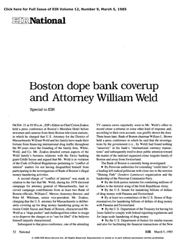 Boston Dope Bank Coverup and Attorney William Weld