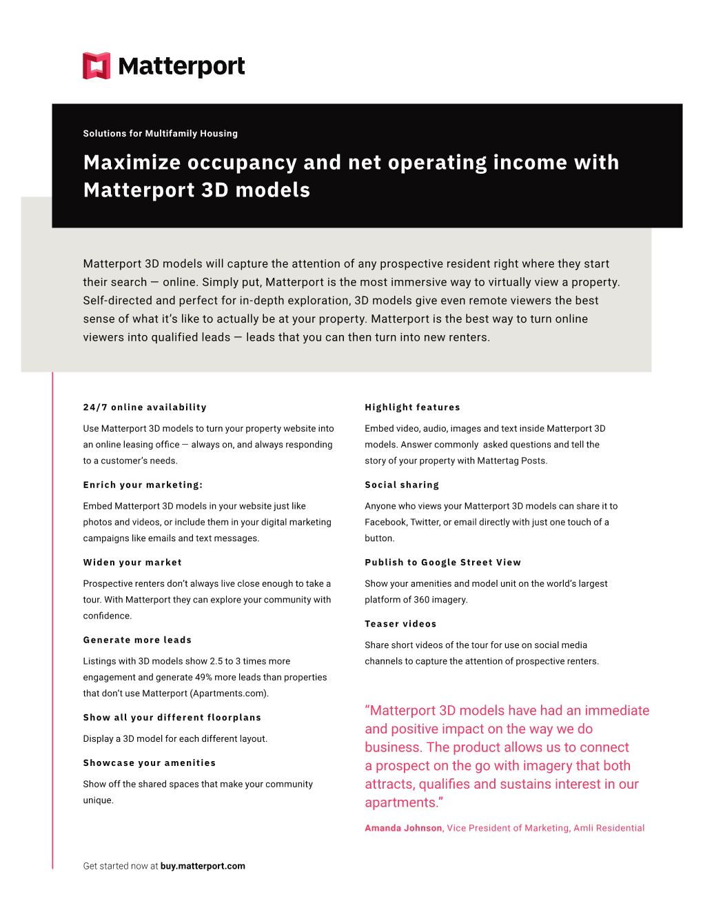 Maximize Occupancy and Net Operating Income with Matterport 3D Models