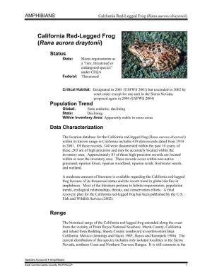 California Red-Legged Frog (Rana Aurora Draytonii)