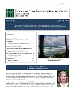 Serials and Other Continuing Resources Section Newsletter Issn 0264-4738