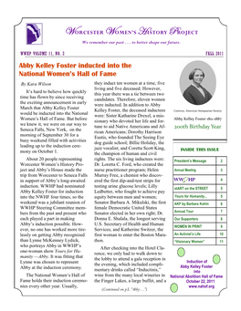 Abby Kelley Foster Inducted Into the National Women’S Hall of Fame