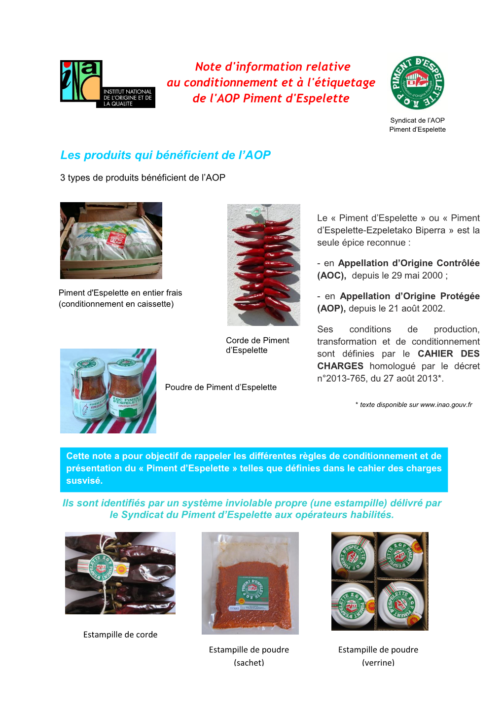 Packaging and Labelling for the Piment D'espelette (AOC)