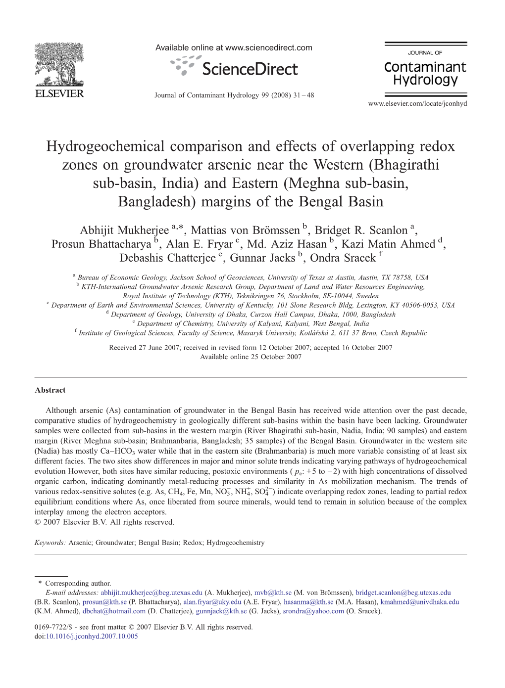 Hydrogeochemical Comparison And