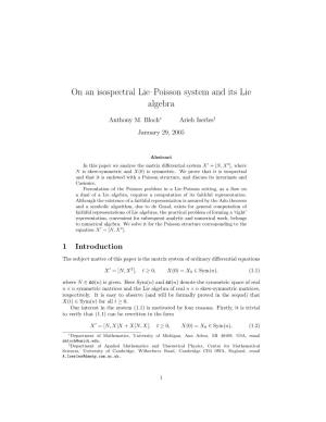 On an Isospectral Lie–Poisson System and Its Lie Algebra