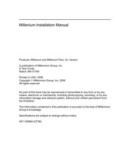 UL Version a Publication of Millennium Group, Inc. 9 Tech