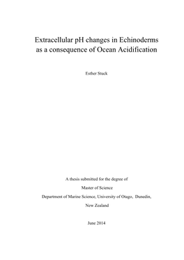 Extracellular Ph Changes in Echinoderms As a Consequence of Ocean Acidification